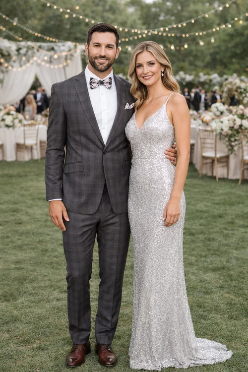 Menâ€™s Slim Fit Charcoal Plaid Suit by Rossiman Rossi â€“ 1-Button Jacket & Tapered Pants - 58R