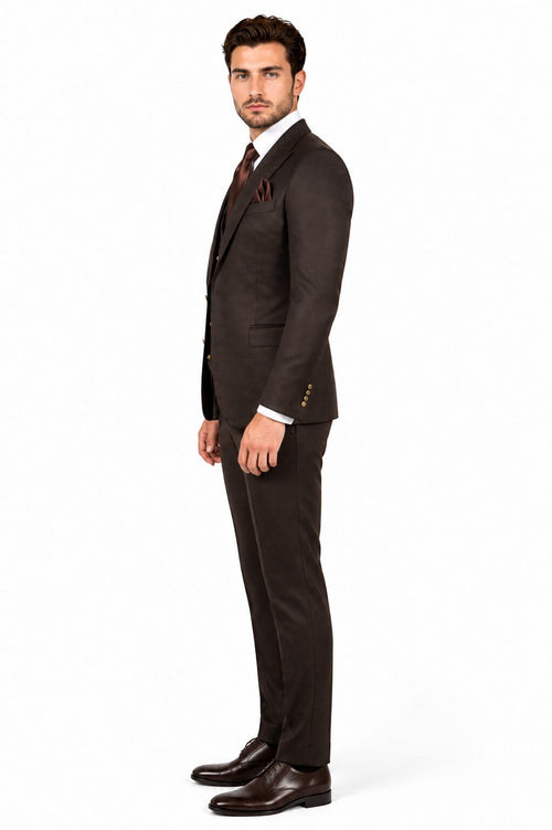 Rossi Man BOND RM1753 Slim Fit 3-Piece Suit - 1-Button Peak Lapel, Modern Formalwear for Men