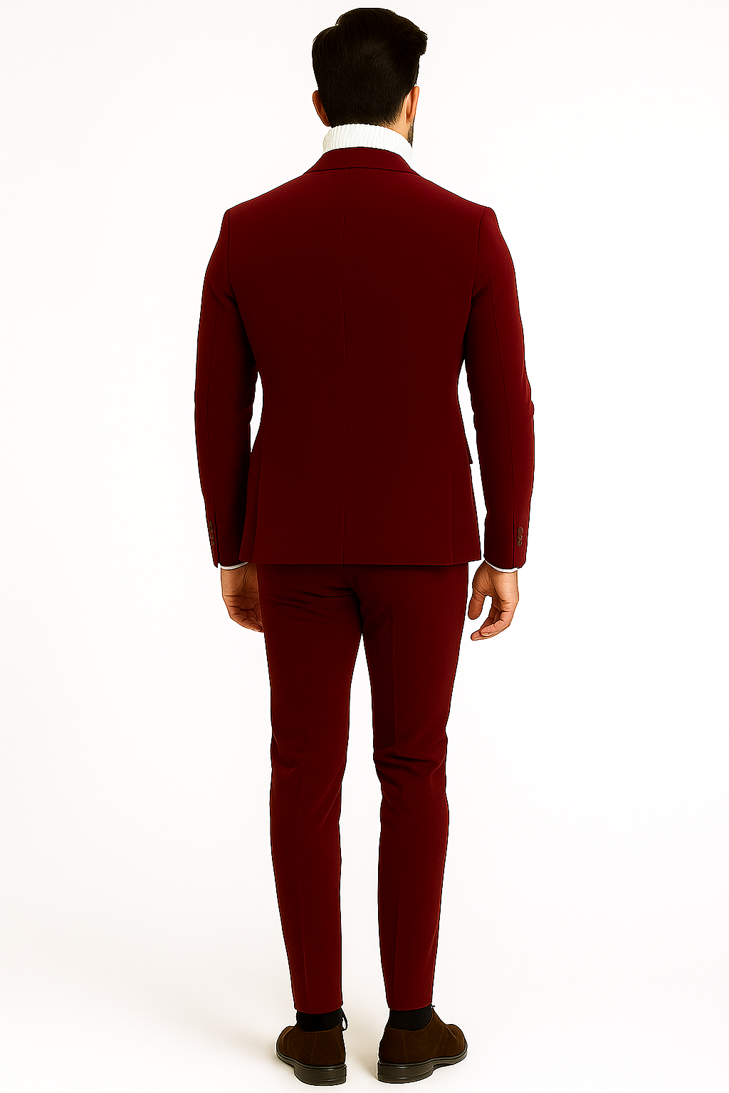 Mens Slim Fit Red Velvet Double Breasted Suit with Peak Lapel – Formal Tuxedo Style - New Arrival - 34 Short or Extra Small