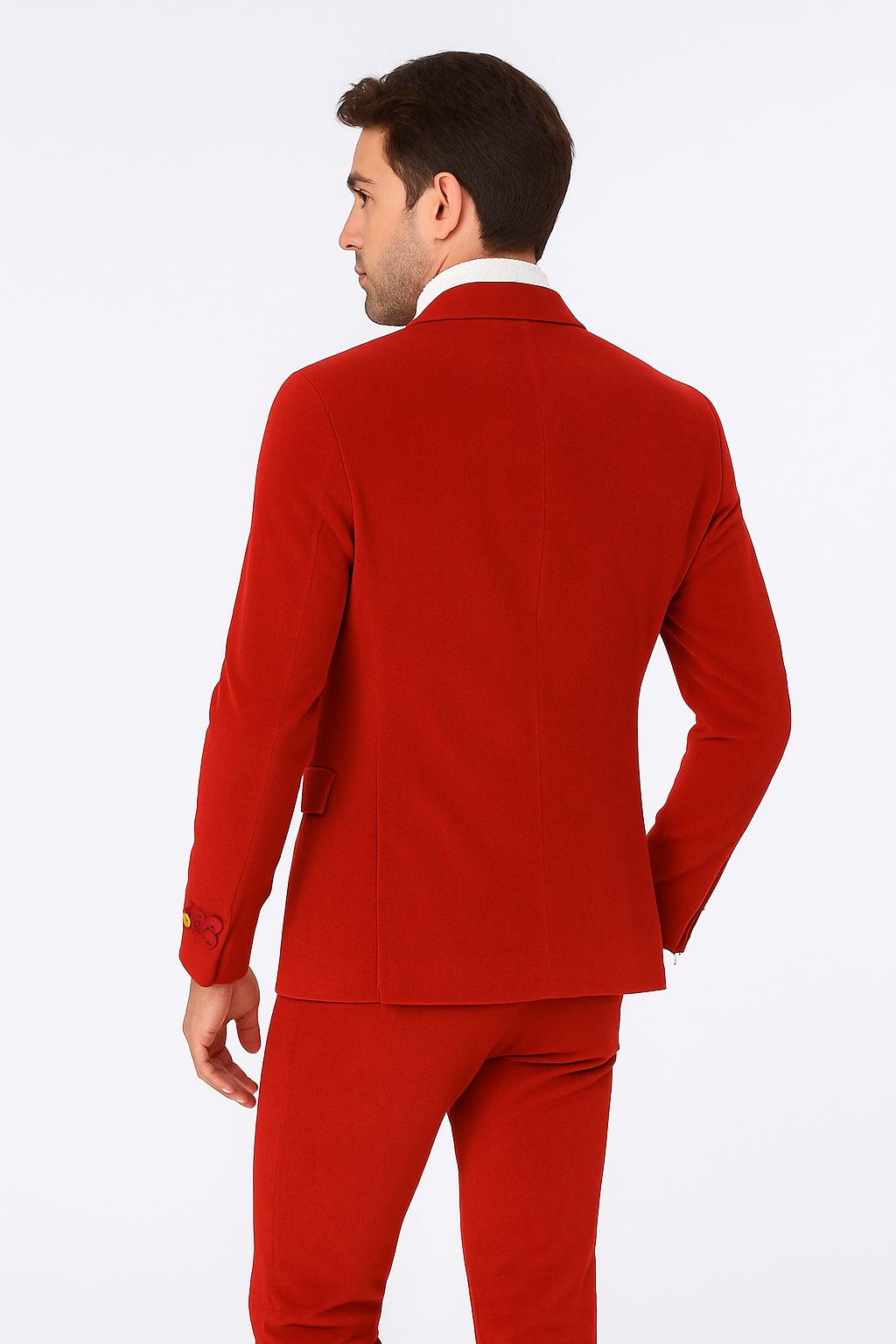 Mens Slim Fit Red Velvet Double Breasted Suit with Peak Lapel – Formal Tuxedo Style - New Arrival - 34 Short or Extra Small