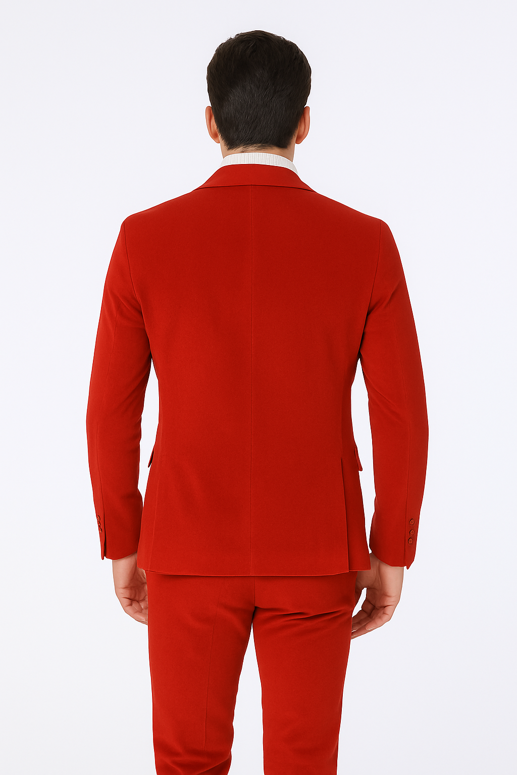 Mens Slim Fit Red Velvet Double Breasted Suit with Peak Lapel – Formal Tuxedo Style - New Arrival - 34 Short or Extra Small