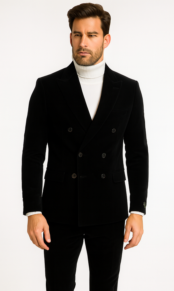 Mens Slim Fit Red Velvet Double Breasted Suit with Peak Lapel – Formal Tuxedo Style - New Arrival - 34 Short or Extra Small