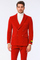 Mens Slim Fit Red Velvet Double Breasted Suit with Peak Lapel – Formal Tuxedo Style - New Arrival
