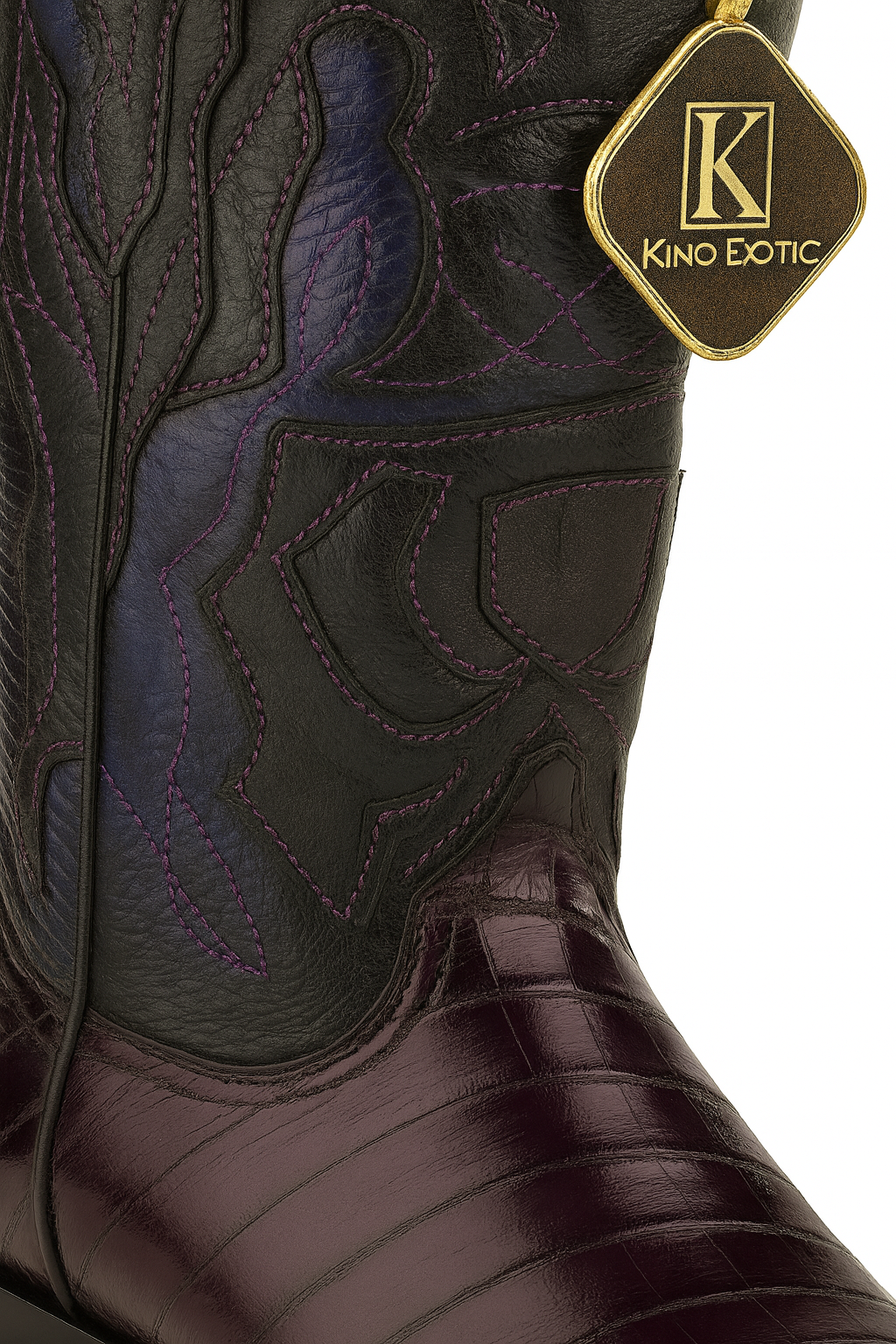 Men's King Exotic Snip Toe Eel Boots Handcrafted Burnished Purple (494RD0866) - 6 E