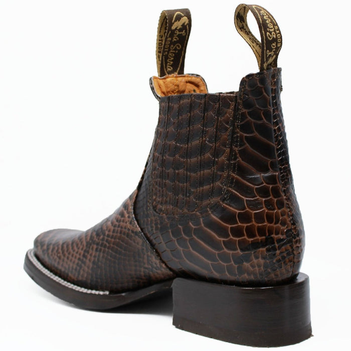 Men's Square Toe Ankle Boots Python Print Brown - 6