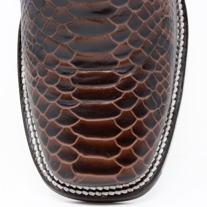 Men's Square Toe Ankle Boots Python Print Brown - 6