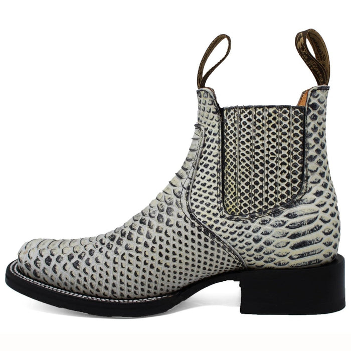Men's Square Toe Ankle Boots Python Print Natural - 6