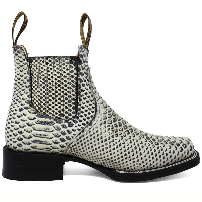 Men's Square Toe Ankle Boots Python Print Natural - 6