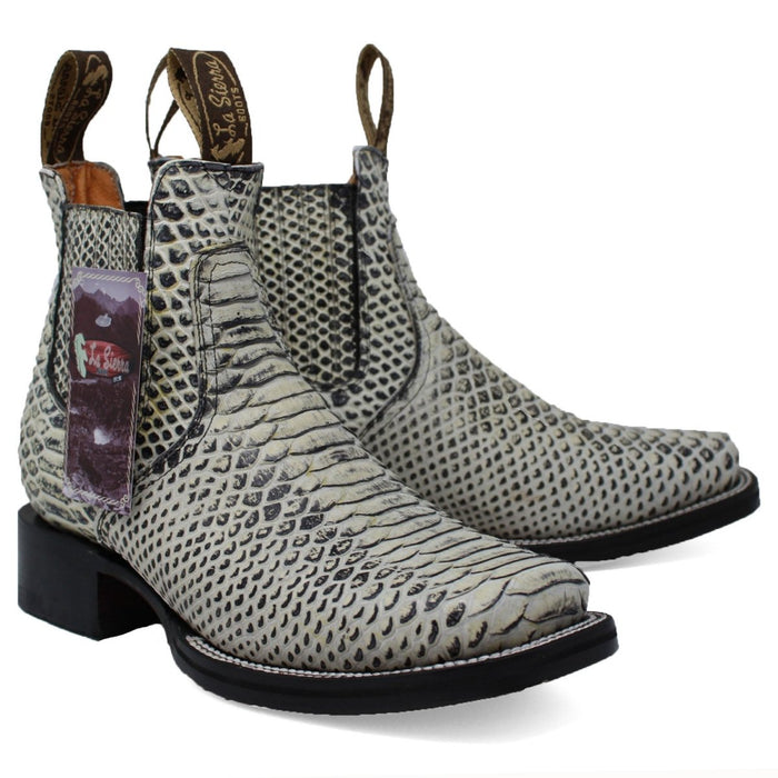 Men's Square Toe Ankle Boots Python Print Natural - 6