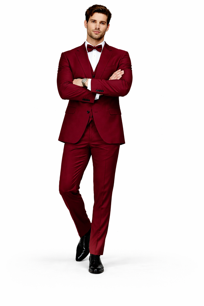 Mens Stacy Adams Suits - Designer Suit - 3 Piece Suit - Vested Suit - Flat Front Pant- Modern Fit Suits Burgundy Suit