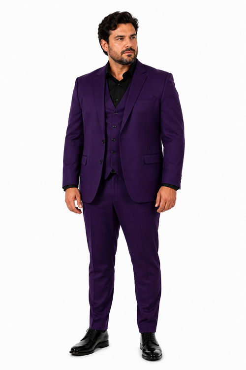 Mens Stacy Adams Suits - Designer Suit - 3 Piece Suit - Vested Suit - Flat Front Pant- Modern Fit Suits Eggplant Suit