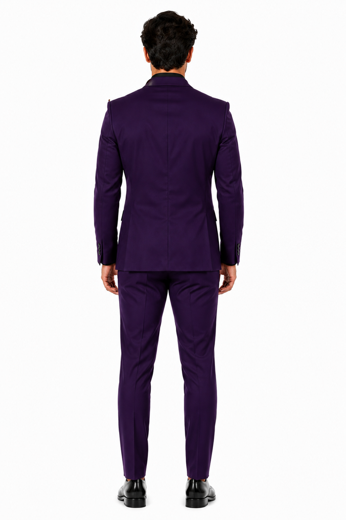 Mens Stacy Adams Suits - Designer Suit - 3 Piece Suit - Vested Suit - Flat Front Pant- Modern Fit Suits Eggplant Suit