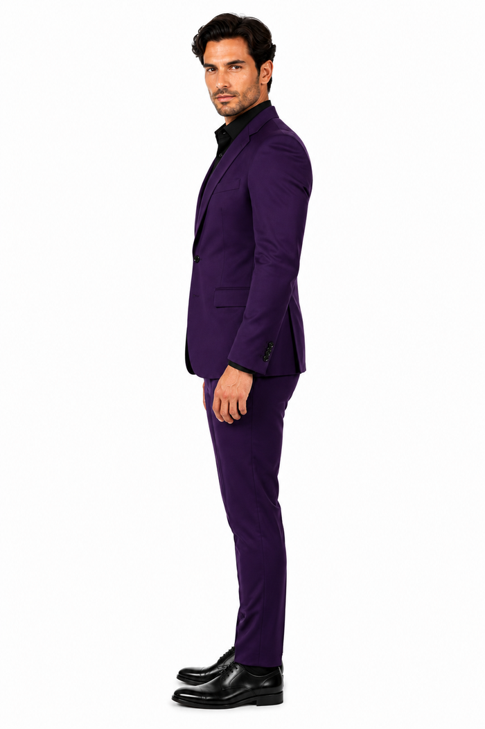 Mens Stacy Adams Suits - Designer Suit - 3 Piece Suit - Vested Suit - Flat Front Pant- Modern Fit Suits Eggplant Suit