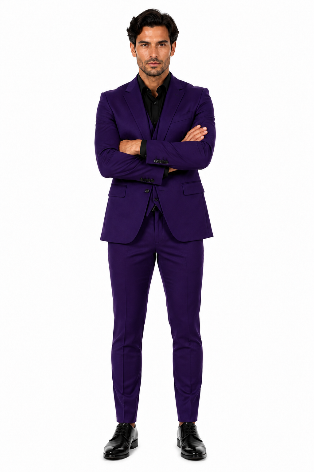 Mens Stacy Adams Suits - Designer Suit - 3 Piece Suit - Vested Suit - Flat Front Pant- Modern Fit Suits Eggplant Suit