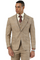 Marc Darcy Wedding Suits Men's Stacy Adams Vested Sharkskin Pattern Business Suit in Tan