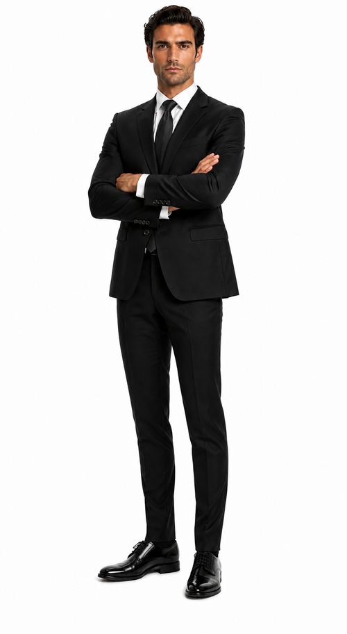 Mens Summer Linen suit - Black  Suit For Man Side Vented Modern Fit Notch Lapel - New Arrival