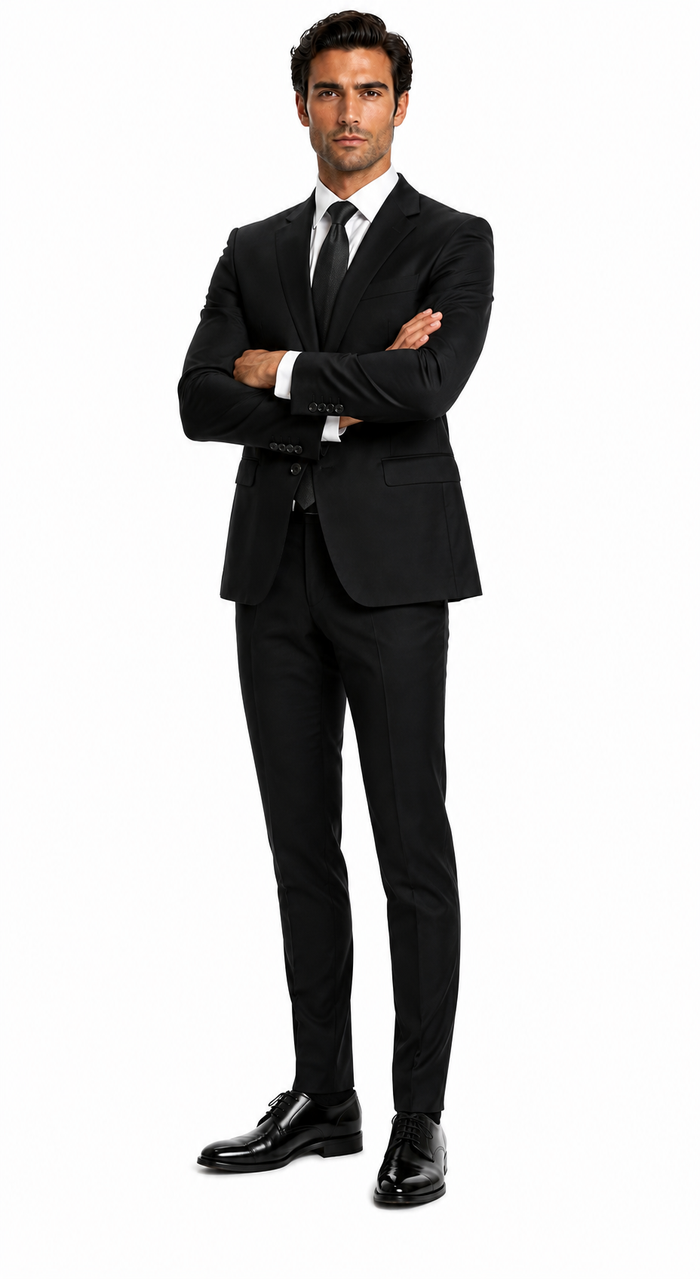 Mens Summer Linen suit - Black  Suit For Man Side Vented Modern Fit Notch Lapel - New Arrival