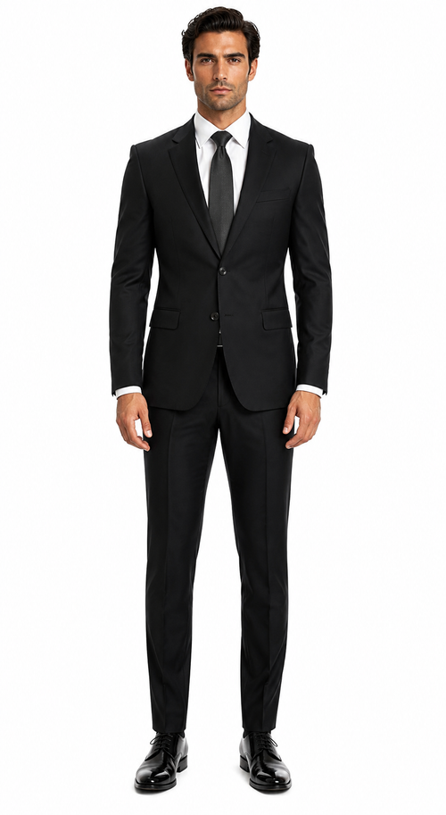 Mens Summer Linen suit - Black  Suit For Man Side Vented Modern Fit Notch Lapel - New Arrival
