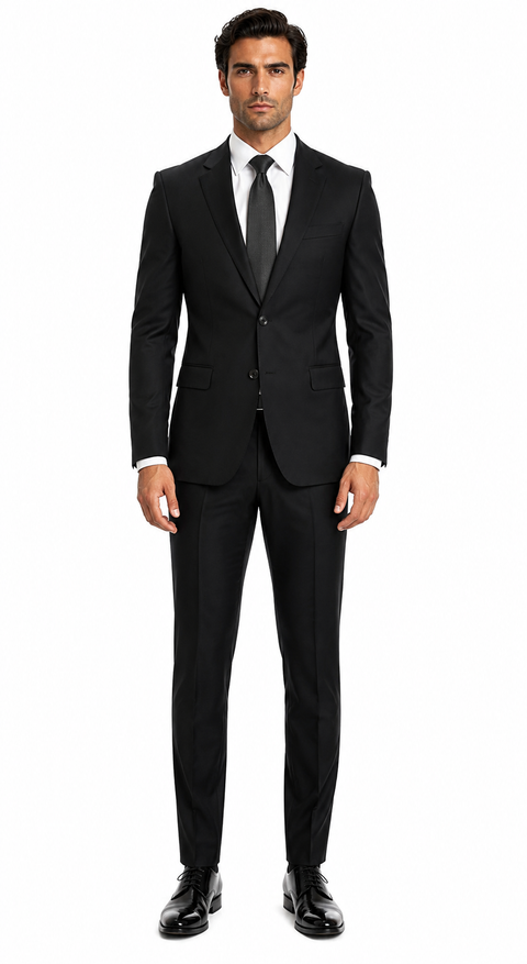 Mens Summer Linen suit - Black  Suit For Man Side Vented Modern Fit Notch Lapel - New Arrival