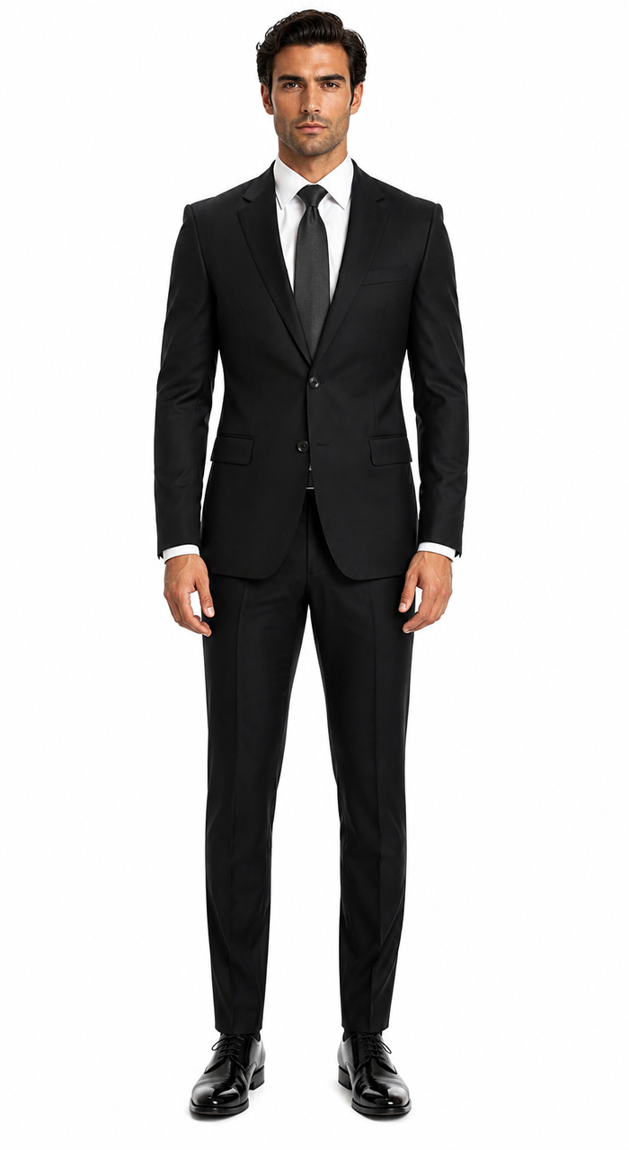 Mens Summer Linen suit - Black  Suit For Man Side Vented Modern Fit Notch Lapel - New Arrival