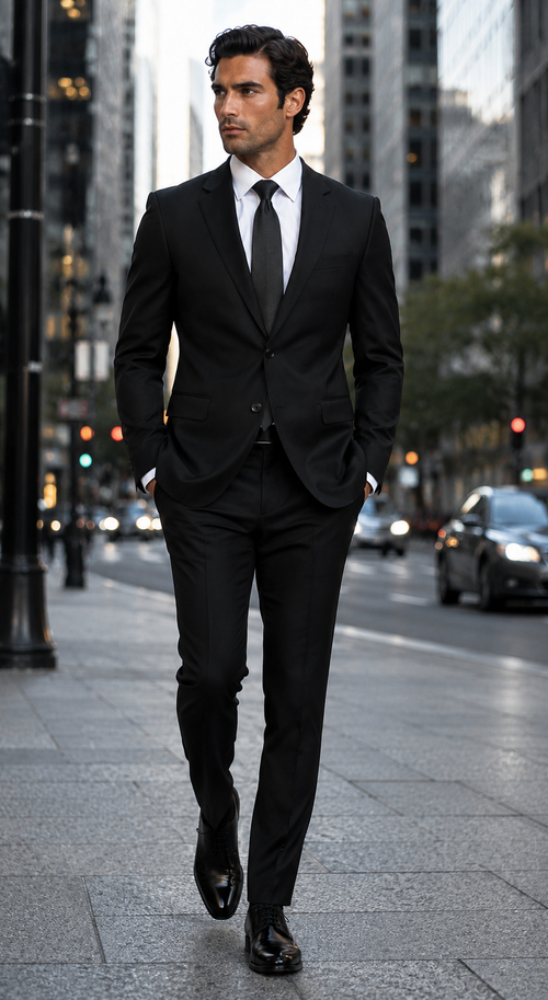 Mens Summer Linen suit - Black  Suit For Man Side Vented Modern Fit Notch Lapel - New Arrival