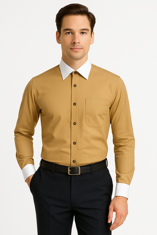 Classic Stylish Fashionable -White Collar Two Toned Contrast white collars Multi-color Men's Dress Shirt