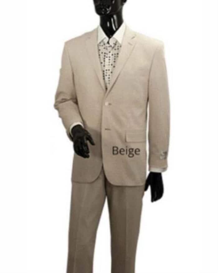 Mens Big and Tall Linen Suits -  Light Tan Summer Fabric Suit