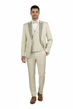 Mens Tan Tuxedo - Beige Suit "Flare" Ecru 1-Button Peak Tuxedo (4-Piece Set) - 34 Short or Extra Small