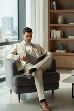 Mens Tan Tuxedo - Beige Suit "Flare" Ecru 1-Button Peak Tuxedo (4-Piece Set) - 34 Short or Extra Small