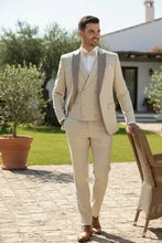 Mens Tan Tuxedo - Beige Suit "Flare" Ecru 1-Button Peak Tuxedo (4-Piece Set) - 34 Short or Extra Small
