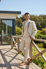 Mens Tan Tuxedo - Beige Suit "Flare" Ecru 1-Button Peak Tuxedo (4-Piece Set) - 34 Short or Extra Small