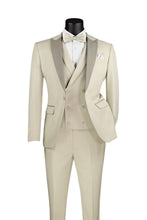 Mens Tan Tuxedo - Beige Suit "Flare" Ecru 1-Button Peak Tuxedo (4-Piece Set) - 34 Short or Extra Small