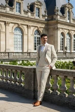 Mens Tan Tuxedo - Beige Suit "Flare" Ecru 1-Button Peak Tuxedo (4-Piece Set) - 34 Short or Extra Small