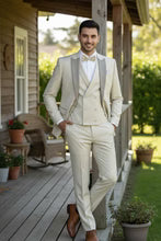 Mens Tan Tuxedo - Beige Suit "Flare" Ecru 1-Button Peak Tuxedo (4-Piece Set) - 34 Short or Extra Small