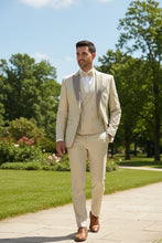 Mens Tan Tuxedo - Beige Suit "Flare" Ecru 1-Button Peak Tuxedo (4-Piece Set) - 34 Short or Extra Small