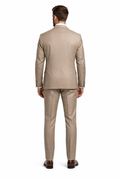 Mens Stacy Adams Suits - Designer Suit - 3 Piece Suit - Vested Suit - Flat Front Pant- Modern Fit Suits Tan Suit