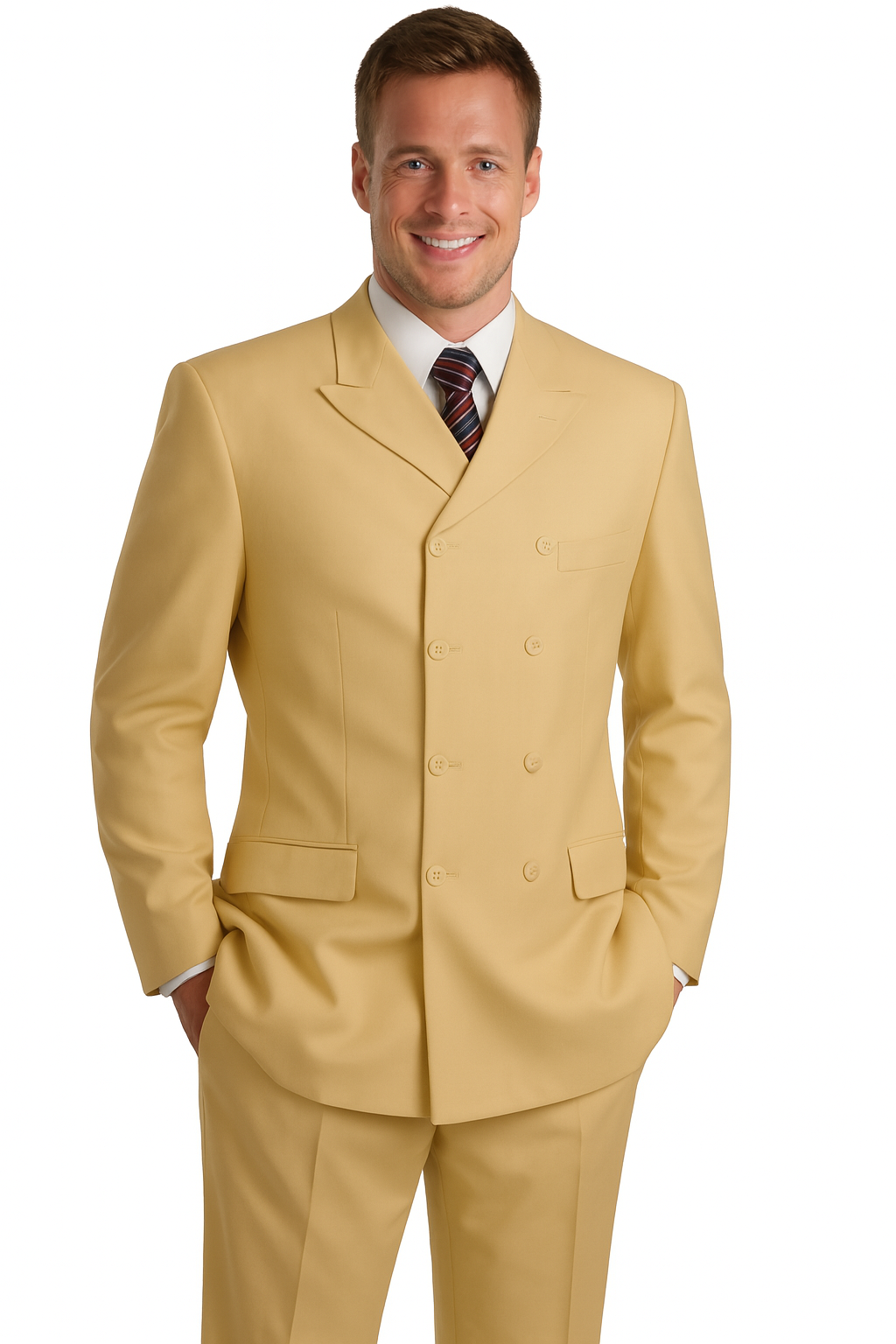 Canto 8-Button Double Breasted Men's 3-Piece Fashion Suit - 38 Short Jacket+32 Waist Adjustable 28to34)(Height: 5 4 to5 7 )(Neck  15-16.5)S-M)