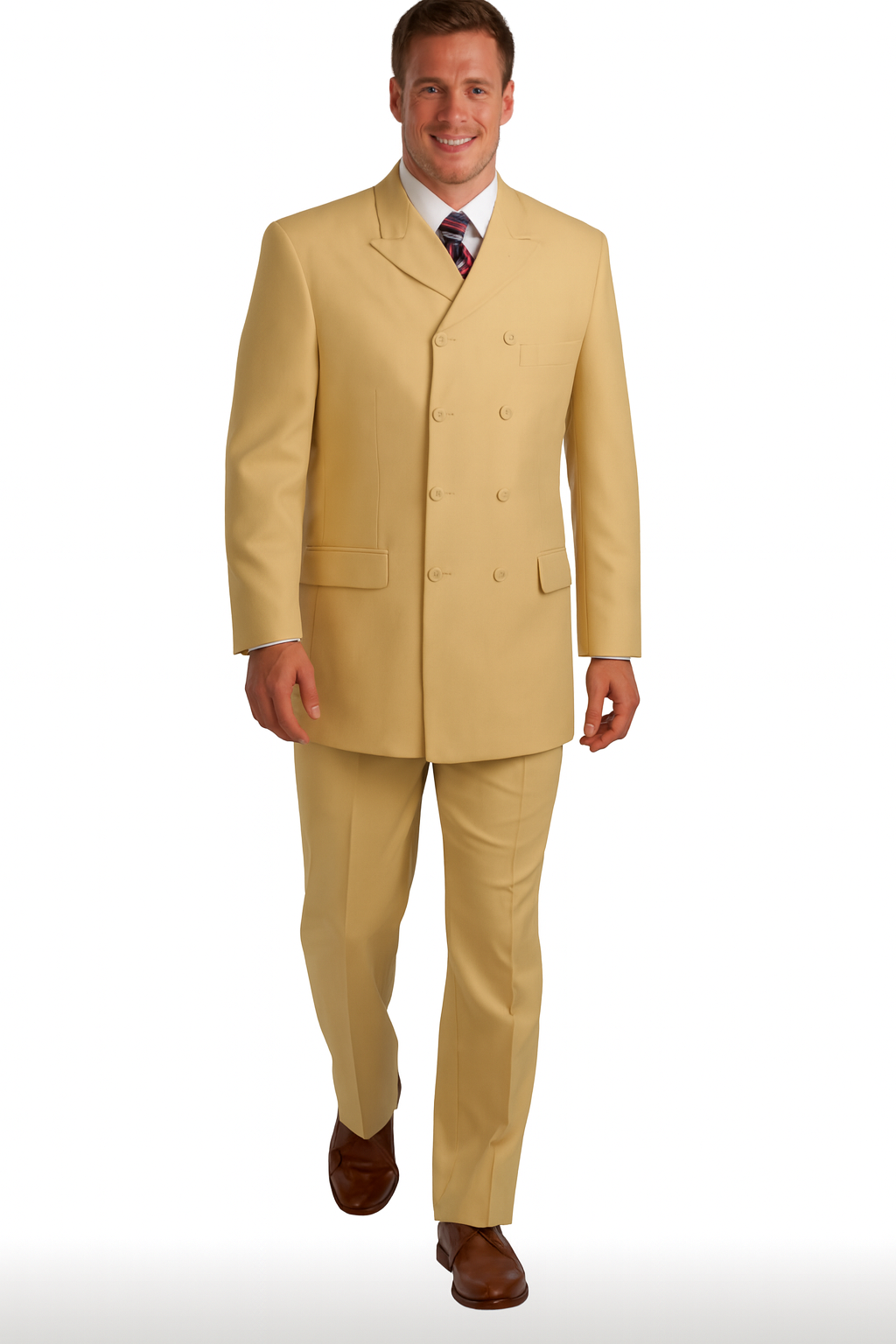 Canto 8-Button Double Breasted Men's 3-Piece Fashion Suit - 38 Short Jacket+32 Waist Adjustable 28to34)(Height: 5 4 to5 7 )(Neck  15-16.5)S-M)