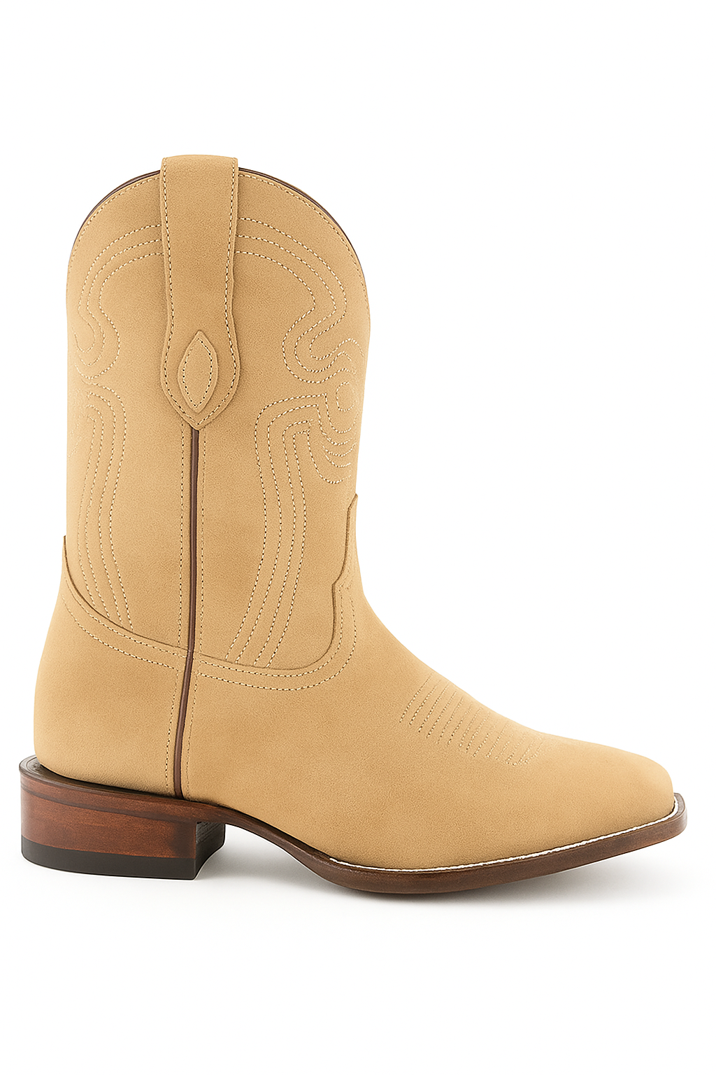 Ferrini Men's Roughrider Square Toe Boots Handcrafted - Taupe - 6