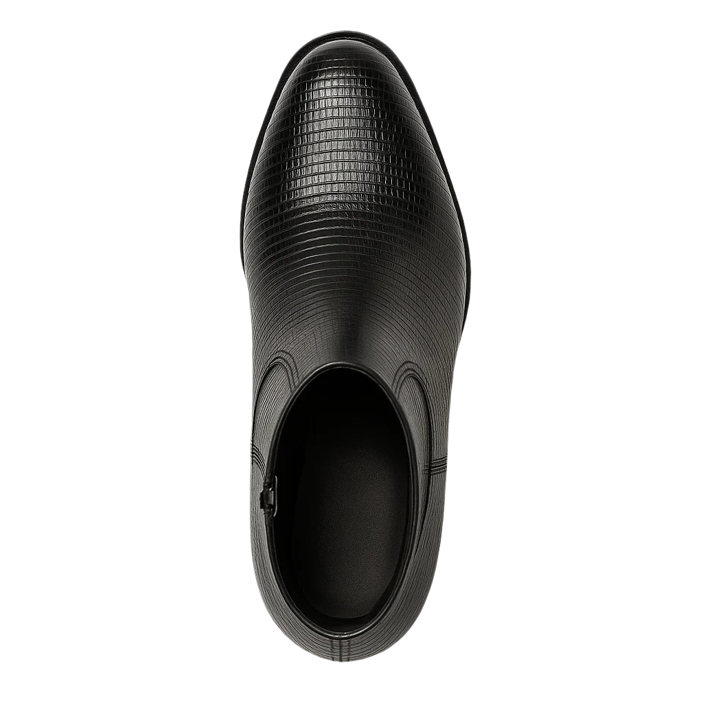 Mens Dress Ankle Boots Los Altos Boots Short Cowboy Boot - Western Ankle Boots Exotic Skin + Black + Skin Type-New Designer Collection - US 8.0 Standard/D/ Medium / Eu:41-42