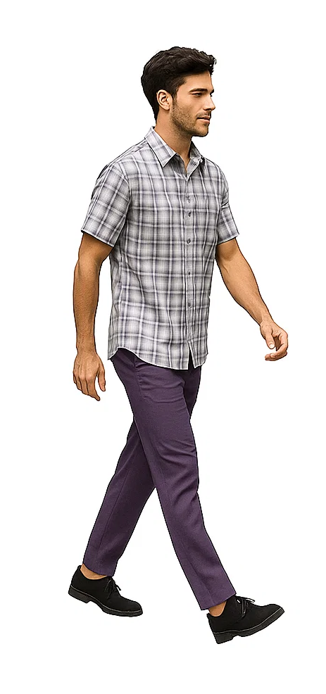Mens Textured Plaid Walking Suit in lavender/offwhite by Dreams by Zacchi â€“ 2 Piece Leisure Outfit with Matching Shirt and Pant-$99