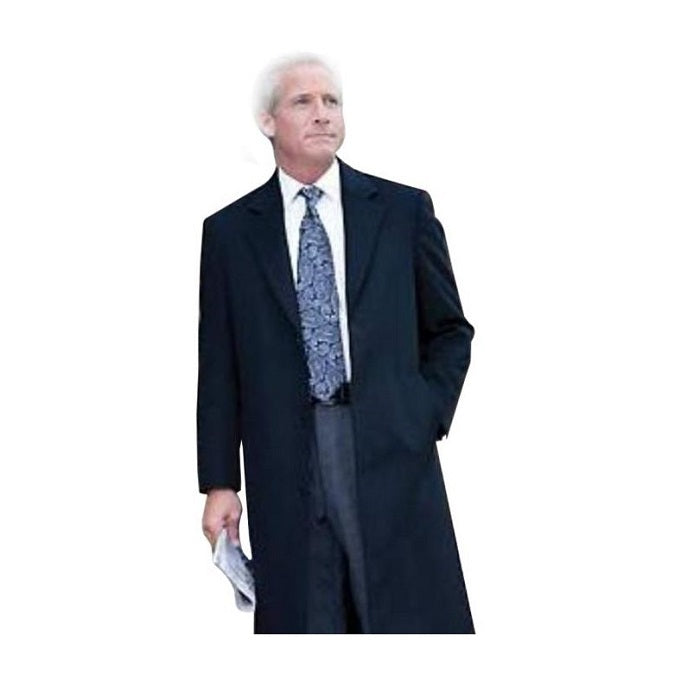 Mens Three-button Navy Blue Overcoat - Wool and Cashmere Topcoat - Coat Size 38