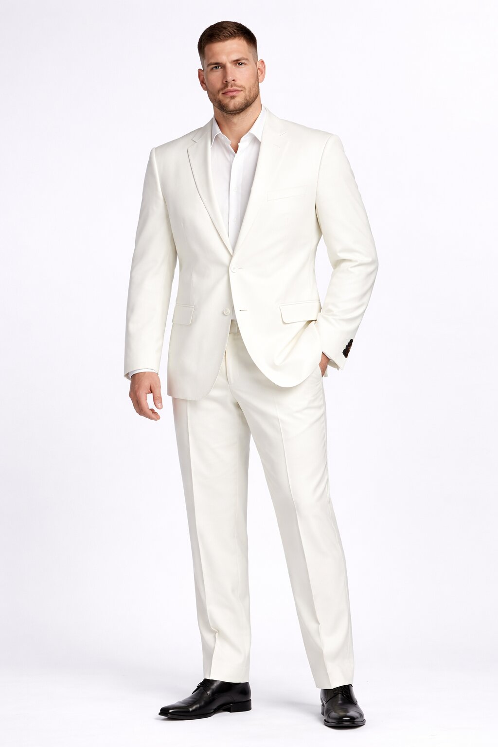 Novello Off-white, Modern Fit, Pure Wool Suit by Tiglio Luxe OFFWHITE - 36S
