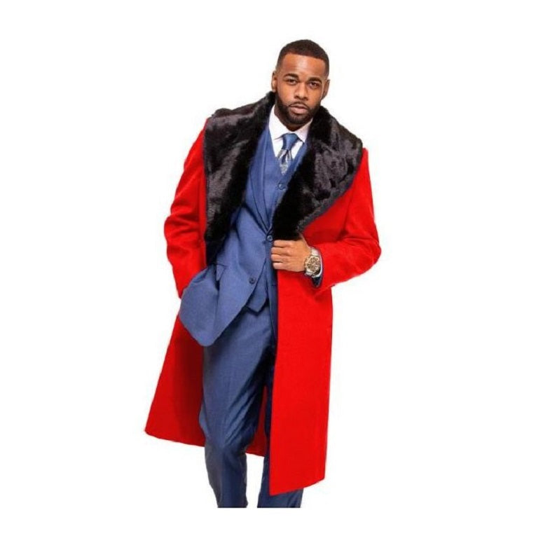 Mens Trench coat - Red Wool Fabric Trench Coat For Men - Coat Size 38