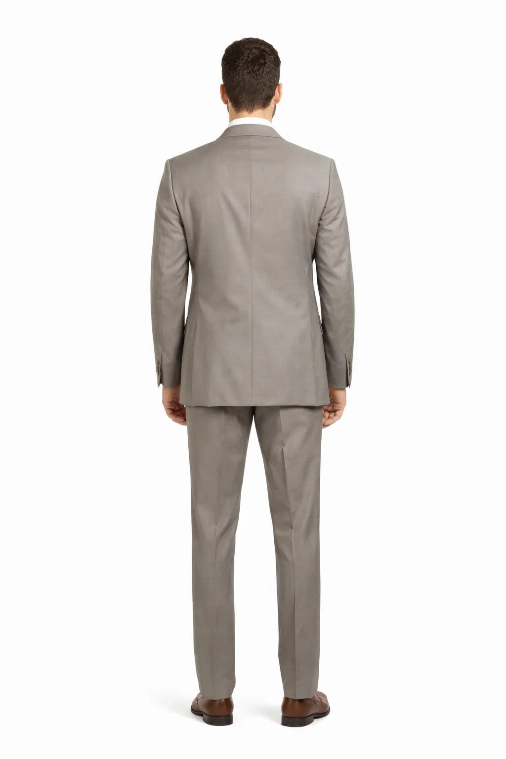 "Beige Modern Fit Two-Button Suit for Tall Men - 100% Wool" - 34 Short