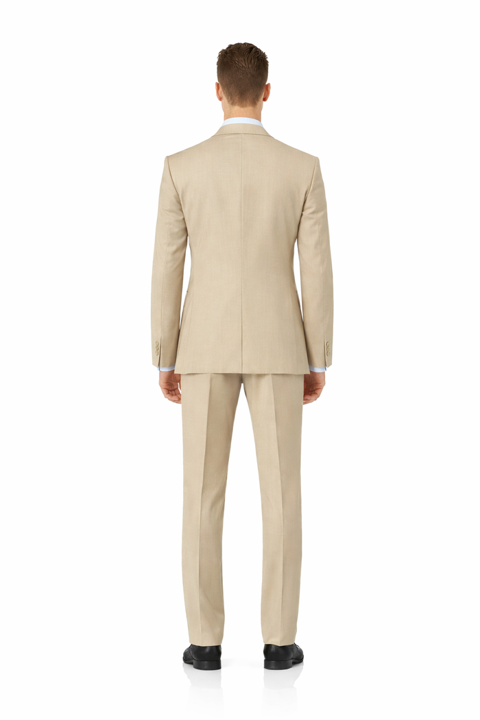 Modern Fit - Men's Two Button Modern Fit Suits Tan Suit-New Designer Collection