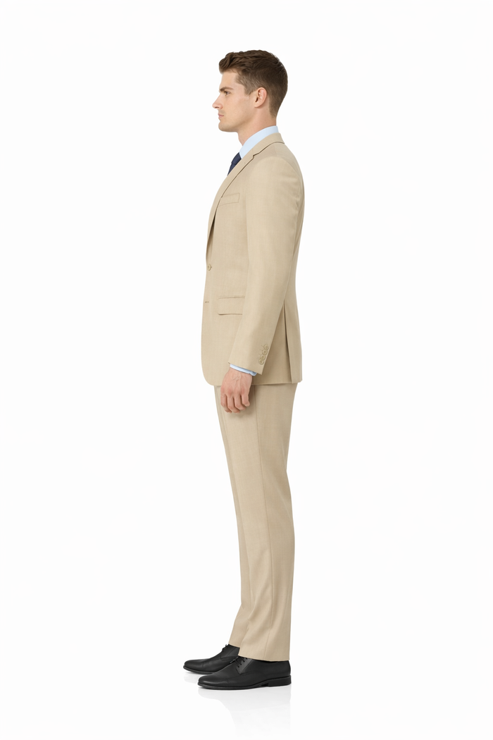 Modern Fit - Men's Two Button Modern Fit Suits Tan Suit-New Designer Collection