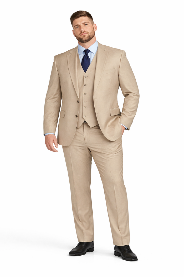 Modern Fit - Men's Two Button Modern Fit Suits Tan Suit-New Designer Collection