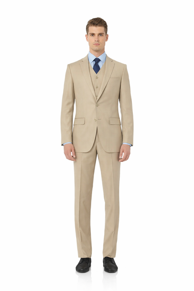 Modern Fit - Men's Two Button Modern Fit Suits Tan Suit-New Designer Collection