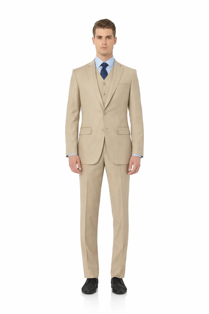 Modern Fit - Men's Two Button Modern Fit Suits Tan Suit-New Designer Collection
